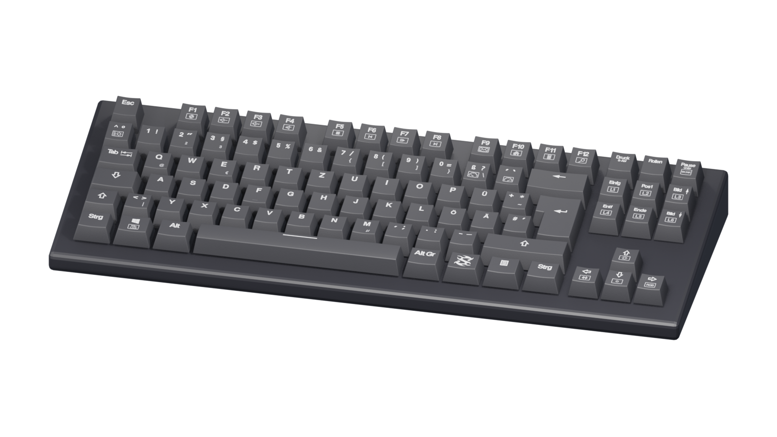A tenkeyless mechanical keyboard, rendered for KEYCERTO